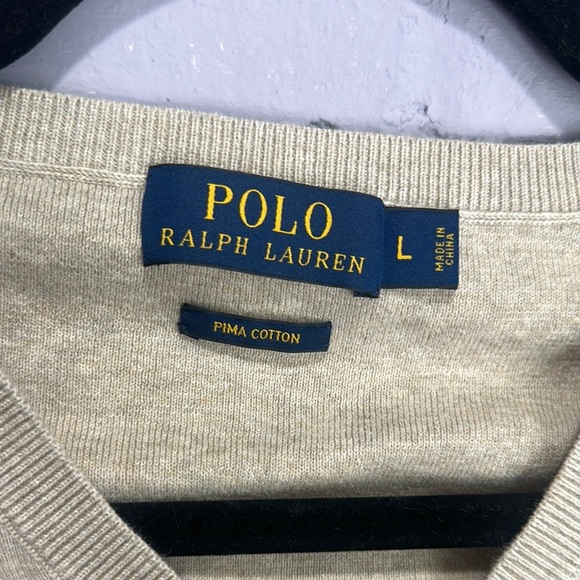 NWOT Polo by Ralph Lauren Men's Beige V-Neck Sweater size L - Picture 2 of 5